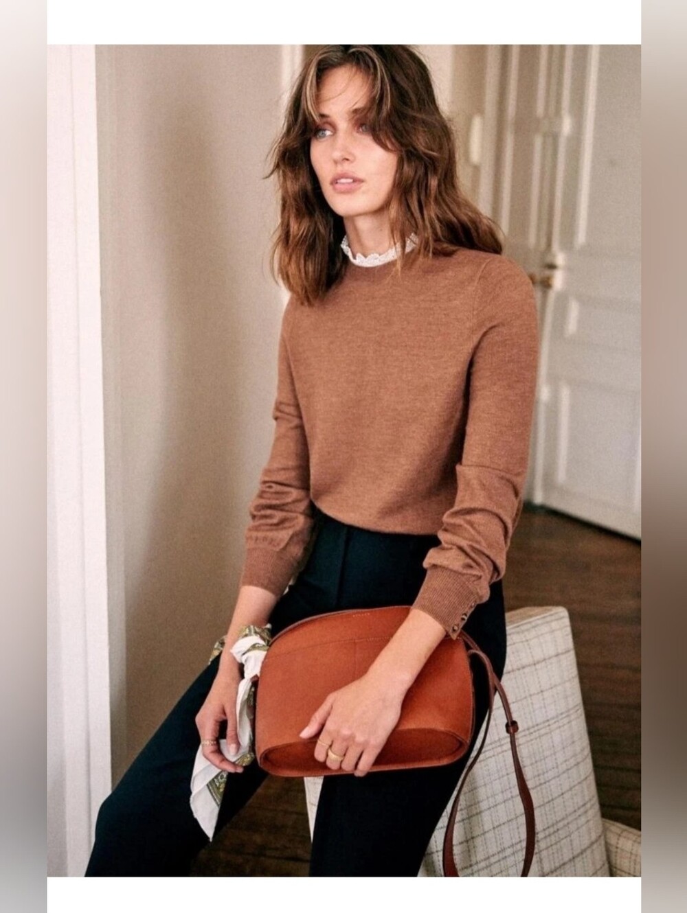 Sezane Eduardo Jumper 100% Merino Wool Sweater (COLLAR MISSING)